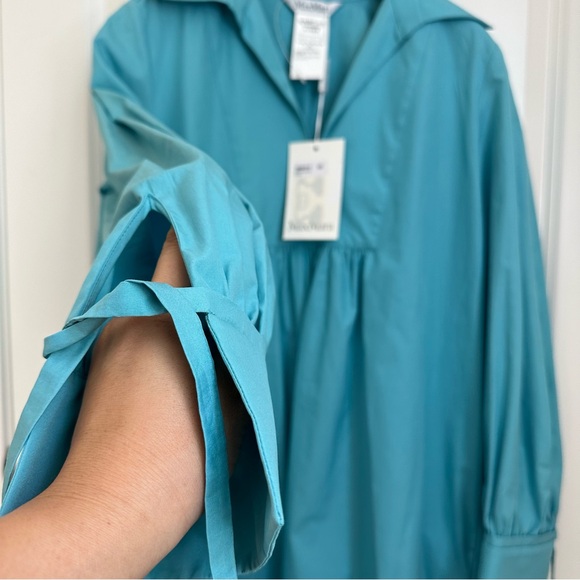 NWT MAX MARA Poplin Midi Dress Size:Medium US6 Light Blue Spring/Summer/Vacation - Picture 14 of 17